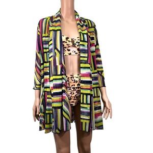 Ali Miles swim Cover-Up Colorful Geometric Print Swim Beach Pool Size M